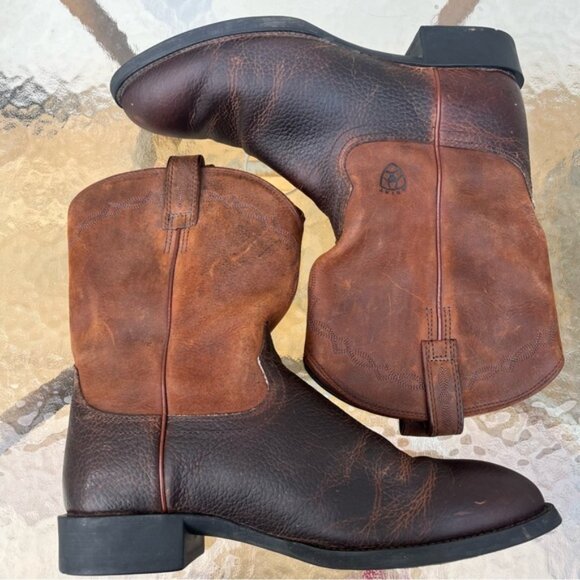 Ariat Western Cowboy Heritage Roper Boots Distressed Brown - Picture 4 of 15